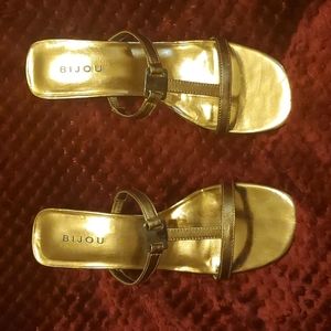 Bijou Bronze Leather Sandals NWOT